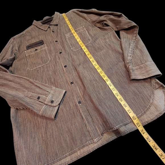 Harley Davidson Button Up Long Sleeve Embroidered Striped Shirt Men Size XXL - Picture 14 of 16